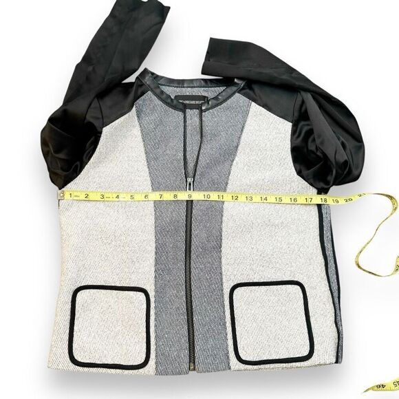 Zadig & Voltaire Mixed Media Textured Gray Jacket Black Sleeves  Women’s Size 38 - Picture 10 of 11